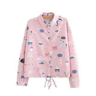 Printed Chiffon Shirt Pink - One Size