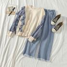 Check Ruffle Loose-fit Sweatshirt / Loose-fit Jeans