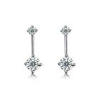 925 Sterling Silver Fashion Stud Earrings With Cubic Zircon Silver - One Size