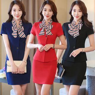Set: Bow Short-sleeve Top + Skirt