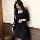Buttoned Long-sleeve A-line Mini Dress