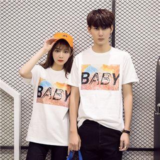 Coupe Matching Lettering Short-sleeve T-shirt