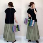 Short Sleeve Round Neck Contrast Line T-shirt