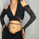 Cold-shoulder Strappy Cropped Top