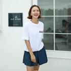 Patch-pocket Band-hem T-shirt