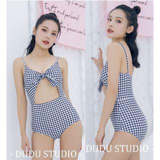 Plaid Cutout Swimsuit
