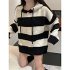 Hooded Striped Sweater Black & White - One Size