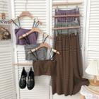 Set: Striped Camisole Top + Slited Midi Skirt