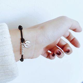 Ox Alloy String Bracelet 1pc - Black & Silver - One Size
