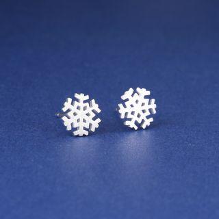 Sterling Silver Perforated Snowflake Studs