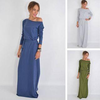 Asymmetric Off-shoulder Maxi Dress
