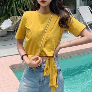 Tie-waist Cropped Top / Elastic-waist Jogger Pants