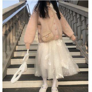 Buttoned Jacket / Mesh Skirt