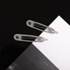 Rhinestone Safety Pin Hair Clip 1 Pc - Silver - One Size