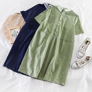 Mesh Collar Short-sleeve Dress