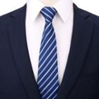 Striped Neck Tie 1 Pc - A02 - Striped Neck Tie - Dark Blue - One Size