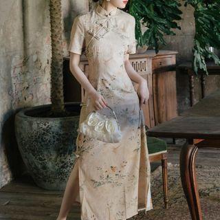 Short-sleeve Lace Qipao Dress (various Designs)