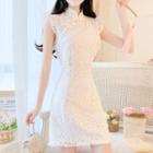 Sleeveless Lace Mini Sheath Qipao Dress