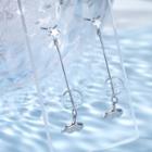 925 Sterling Silver Glass Ball Whale Tail Dangle Earring