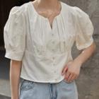 Puff-sleeve Copped Blouse