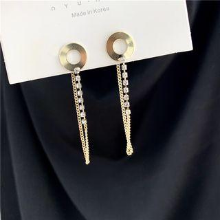 Hoop Rhinestone Drop Earring 1 Pair - Earrings - One Size
