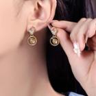 Bead Drop Ear Stud 1 Pair - Gold - One Size