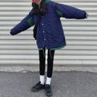 Two Tone Buttoned Jacket Purple & Green - One Size