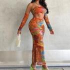 Set: Print Tube Top + Midi Skirt + Arm Sleeves