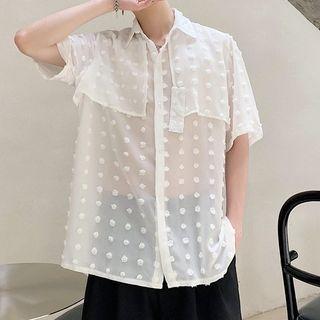 Short-sleeve Sheer Loose-fit Shirt