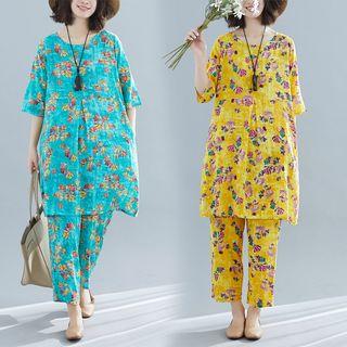 Set: Floral Long Top + Pants