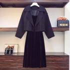 Set: Spaghetti Strap Midi A-line Dress + Cropped Blazer
