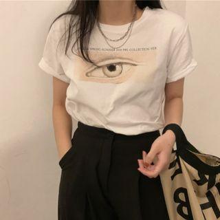 Short--sleeve Print T-shirt As Shown In Figure - One Size
