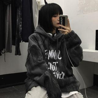 Fleece-lined Tie-dye Printed Hoodie