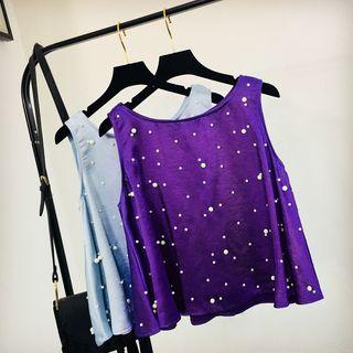 Sleeveless Embellished Top Purple - One Size
