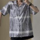 Dye Print Short-sleeve Shirt As Shown In Figure - One Size