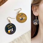 Glaze Rabbit Disc Dangle Earring 1 Pair - Blue & Yellow - One Size