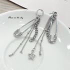 Safety Pin Star Alloy Fringed Earring A0153 - 1 Pair - Silver - One Size