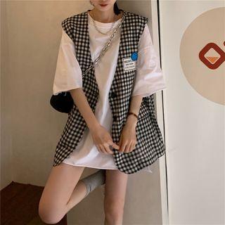 Gingham Vest / Short-sleeve T-shirt