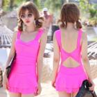 Cut Out Back Swim Dress