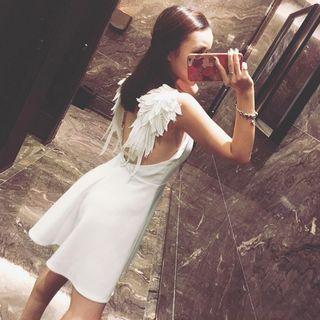 Spaghetti-strap Wings Accent A-line Dress
