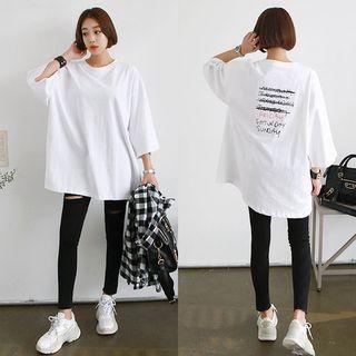 Tall Size Short-sleeve Lettered T-shirt