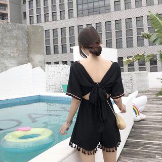 Tie-back Short-sleeve Playsuit