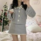 Woolen Jacket / Mini A-line Skirt