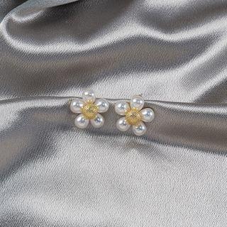 Faux Pearl Beaded Flower Stud Earrings Era081 - 09