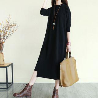 Long-sleeve Drawstring Shift Dress