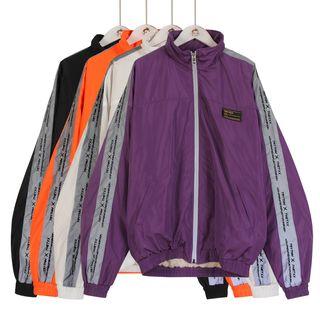 Stand-collar Contrast-trim Jacket