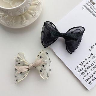 Polka Dot Bow Mesh Hair Clip