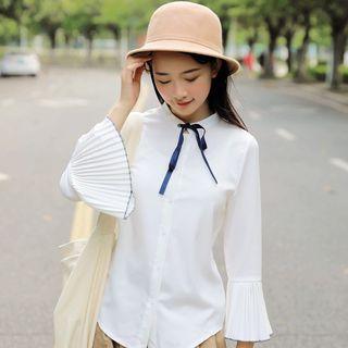 Flare Sleeve Shirt White - One Size