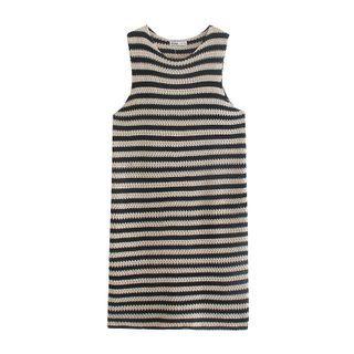 Sleeveless Striped Knit A-line Dress