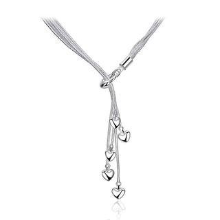 Simple Heart Necklace Silver - One Size